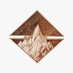 Decoração de Parede em Madeira - Montanhas e Céu Estrelado