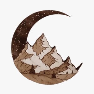 Decoração de Parede em Madeira - Lua e Montanhas