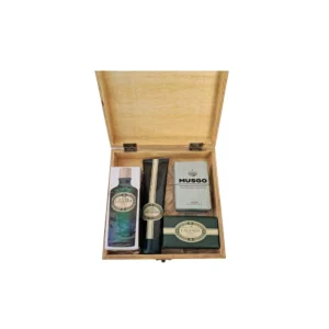 conjunto-sabonetes-musgo-lavanda-creme-barbear-agua-colonia-lavanda-caixa-madeira